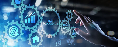 Digitale Benutzeroberfläche mit vernetzten Symbolen – Darstellung von Echtzeit-Prozessen im Digital Asset Management