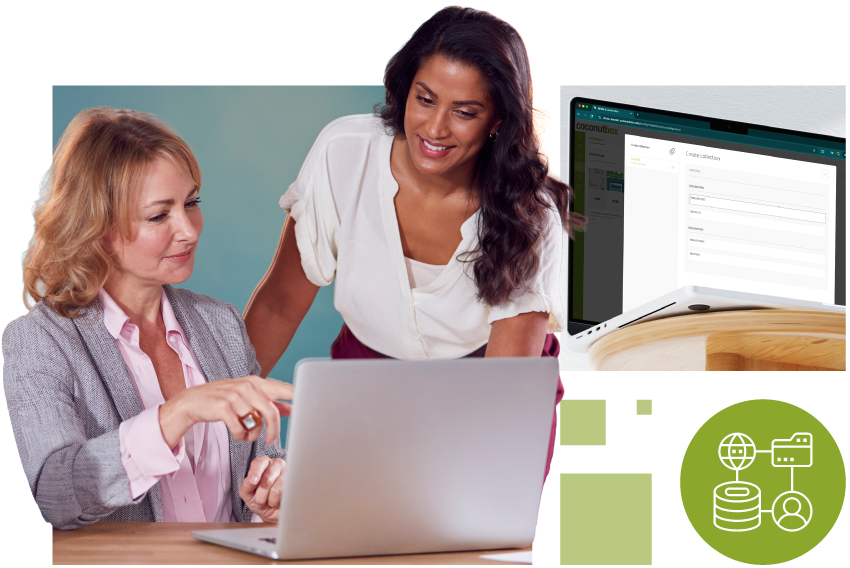 Zwei Personen arbeiten gemeinsam an einem Laptop