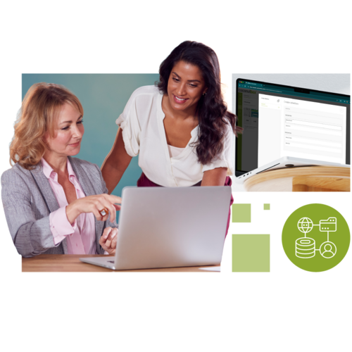 Zwei Personen arbeiten gemeinsam an einem Laptop