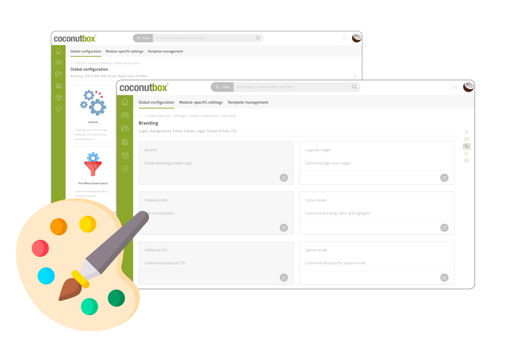 System- und Branding-Einstellungen in der coconutbox Software
