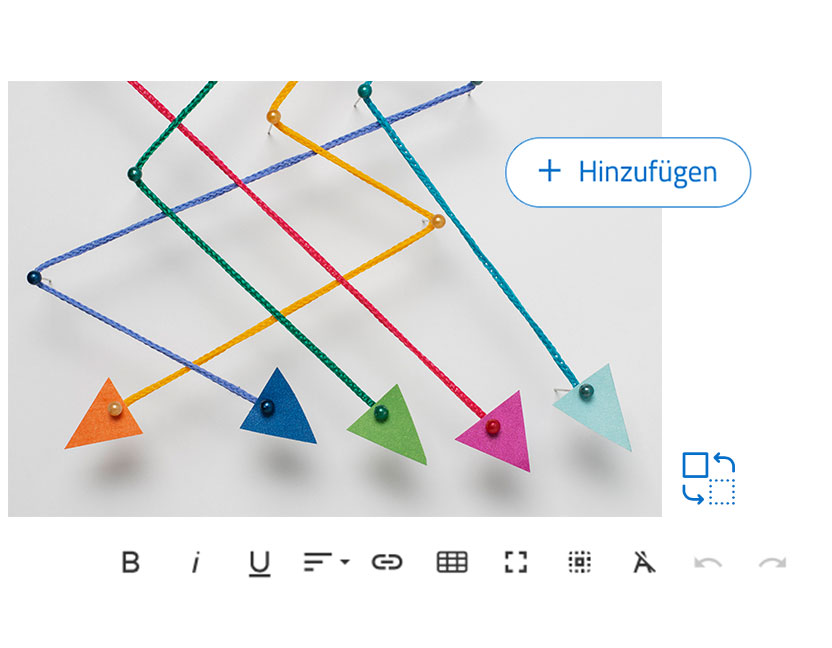 bunte Pfeile zeigen nach unten